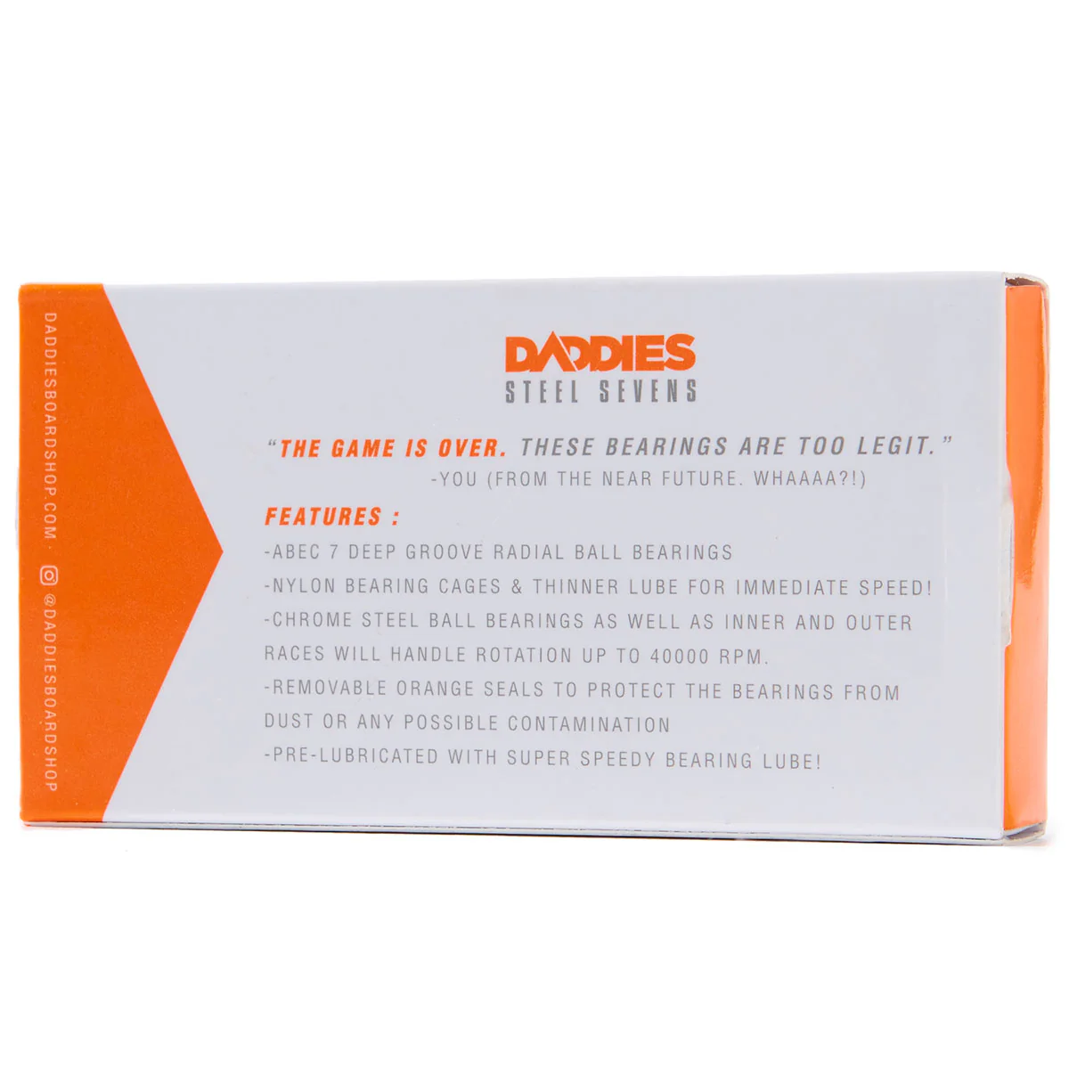 Daddies Steel Built In Skateboard Bearings - Orange - Image 4